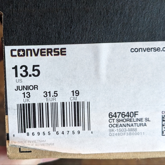 Shoreline blue color Converse lace-up slip-on youth size 13.5 classic low top - Picture 4 of 14